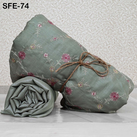 Pure Tussar Silk Embroidery Fabric by the yard Indian Embroidered Raw Silk Wild Natural Handmade Peace Silk Tussah Dresses Material Costumes