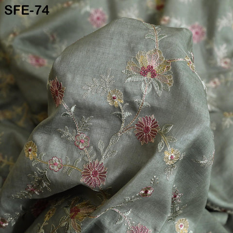 Pure Tussar Silk Embroidery Fabric by the yard Indian Embroidered Raw Silk Wild Natural Handmade Peace Silk Tussah Dresses Material Costumes