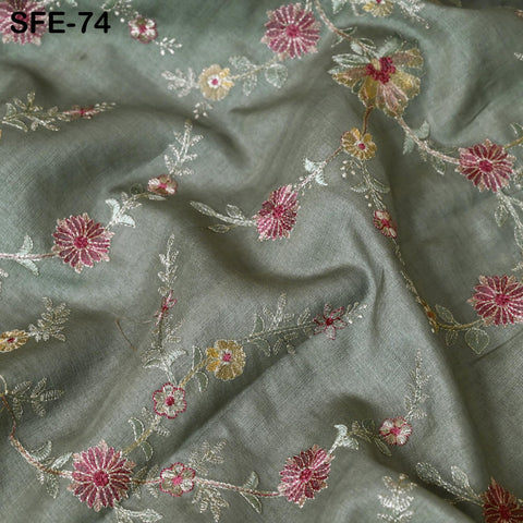 Pure Tussar Silk Embroidery Fabric by the yard Indian Embroidered Raw Silk Wild Natural Handmade Peace Silk Tussah Dresses Material Costumes