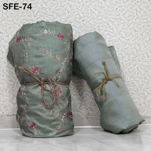 Pure Tussar Silk Embroidery Fabric by the yard Indian Embroidered Raw Silk Wild Natural Handmade Peace Silk Tussah Dresses Material Costumes