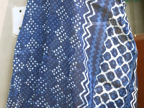 Blue Indian Hand Block Print Chanderi Cotton Scarves Dupatta Handmade Pareo Printed Bikini Cover Sarong Women Summer Wear Beach Coverup