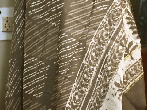 Brown Indian Hand Block Print Chanderi Cotton Scarf Wraps Dupatta Handmade Pareo Printed Beach Bikini Coverup Sarong Women Summer Scarves