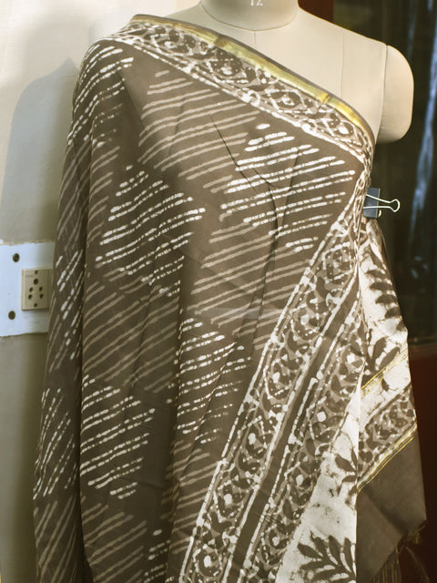 Brown Indian Hand Block Print Chanderi Cotton Scarf Wraps Dupatta Handmade Pareo Printed Beach Bikini Coverup Sarong Women Summer Scarves