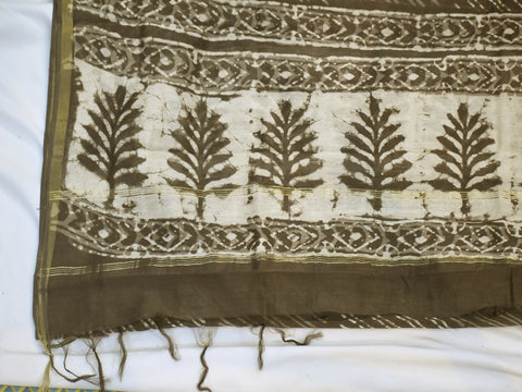 Brown Indian Hand Block Print Chanderi Cotton Scarf Wraps Dupatta Handmade Pareo Printed Beach Bikini Coverup Sarong Women Summer Scarves