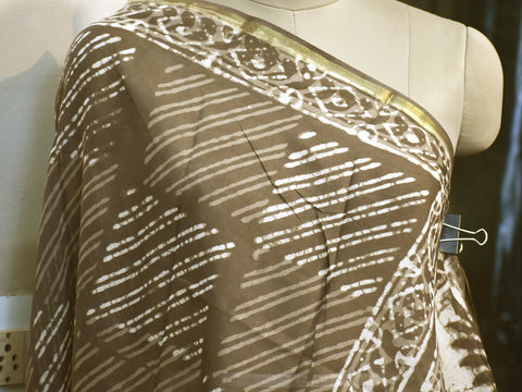 Brown Indian Hand Block Print Chanderi Cotton Scarf Wraps Dupatta Handmade Pareo Printed Beach Bikini Coverup Sarong Women Summer Scarves