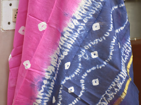 Fuchsia Indian Tie Dye Chanderi Cotton Scarf Wraps Dupatta Handmade Pareo Printed Beach Bikini Coverup Sarong Women Summer Wear Scarves