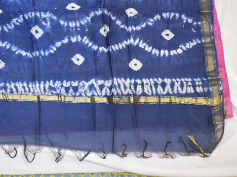 Fuchsia Indian Tie Dye Chanderi Cotton Scarf Wraps Dupatta Handmade Pareo Printed Beach Bikini Coverup Sarong Women Summer Wear Scarves