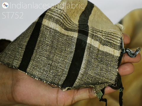 Indian tussar silk dupatta beige blended hand woven silk scarf side loop scarves for women gift for her long stole party wear fashion accessory evening dupatta