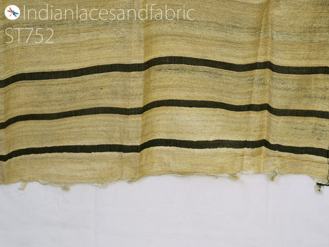 Indian tussar silk dupatta beige blended hand woven silk scarf side loop scarves for women gift for her long stole party wear fashion accessory evening dupatta