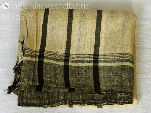 Indian tussar silk dupatta beige blended hand woven silk scarf side loop scarves for women gift for her long stole party wear fashion accessory evening dupatta