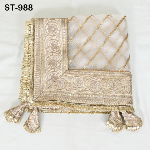 Ivory Dupatta Silk Organza Gotta Patti Dupatta Light Weight Indian Bride Wedding Lehenga Chunni Veil Scarf Festive Dress Gifts for Women