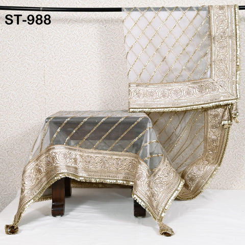 Ivory Dupatta Silk Organza Gotta Patti Dupatta Light Weight Indian Bride Wedding Lehenga Chunni Veil Scarf Festive Dress Gifts for Women