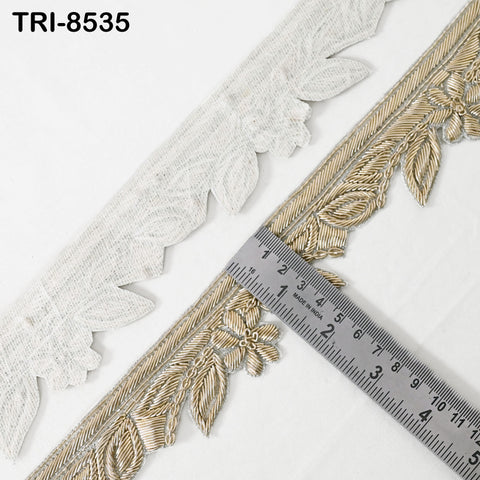 3 Yard Silver Zardozi Trim Indian Handcrafted Sari Border, DIY Crafting Ribbons Saree Metallic Embroidered Zari Handmade Trimmings Costumes