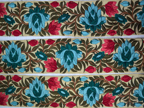 Embroidered Maroon Indian Saree Border By The Yard Decorative Floral Pattern Ribbon Embellishments Costume Hats Making Trimming Crafting Sewing Fashion Accessories