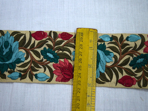 Embroidered Maroon Indian Saree Border By The Yard Decorative Floral Pattern Ribbon Embellishments Costume Hats Making Trimming Crafting Sewing Fashion Accessories