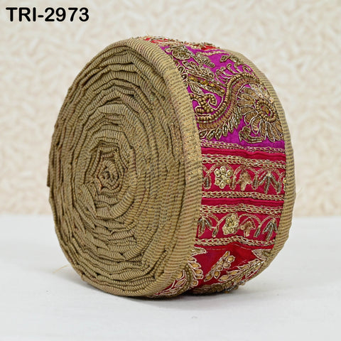 Gold Patchwork Trim By The Yard | Indian Saree Border Lace | Embroidered Ribbon for Dresses, DIY Crafts, Home Decor, Costumes, Upholstery