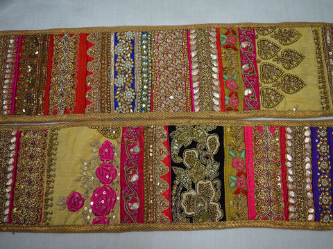 Decorative multi color beaded trim wedding gown bridal belt ribbon by the yard Indian laces costume crafting sewing sari border accessories trimmings home décor party wear saree tape