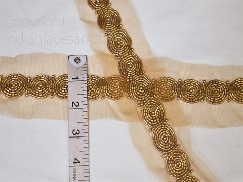 Exclusive bronze beaded saree trimmings bridal belt sashes wedding dress lehenga ribbon decorative Indian fabric sewing accessories trim by the yard sari crafting border beach bags lace party wear gown tape