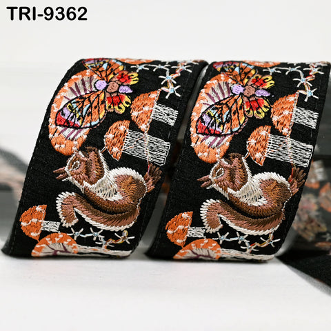 9 Yard Orange Indian Embroidery Ribbon 5cm Trim Squirrel Sari Border Crafting Sewing Bag Straps Regency Reticules Home Decor Junk Journals