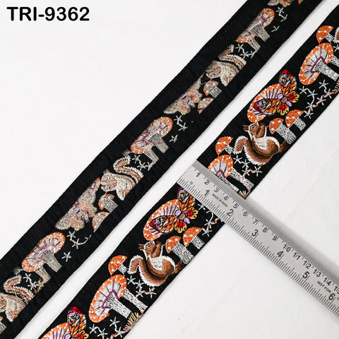 9 Yard Orange Indian Embroidery Ribbon 5cm Trim Squirrel Sari Border Crafting Sewing Bag Straps Regency Reticules Home Decor Junk Journals