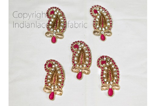 5 Pieces Indian Zardozi Appliques Patches Christmas Decorative Sewing Handmade Wedding Dresses Appliques DIY Crafting Supply Home Decor