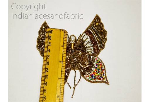 3 Piece Butterfly Beaded Patches Appliques Costumes Embellishments Indian Handmade Sewing Decorative Wedding Dress DIY Crafting Supplies