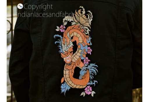 2 pc Indian Handcrafted Embroidered Dragon Sew on Denim Jackets Shirts Decoration Backpack Patch decor Home DIY Decorative Applique Crafting