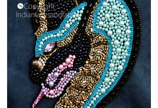1 Pc Handcrafted Beaded Cobra Snake Patches Sew  Denim Jackets Shirts Embroidered Backpack Patch DIY Headband Decorative Appliques Crafting Home Décor Beaded Patch Wholesale Applique