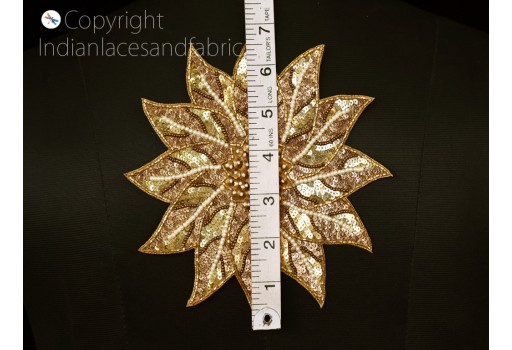 4 pc Handmade Gold Mandala Wholesale Patches Appliques Dresses Thread Embroidery Indian Applique Decorative Sew on Craft costume Accessories