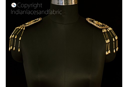 2 Pair Tassel Chain Suit DIY Fashion Tassel Crystal Epaulet Fringe Shoulder Badge Applique for Wedding Dance Punk Costumes Shoulder Patches