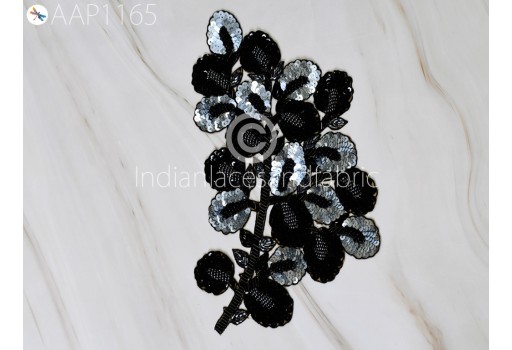 1 Piece Indian Black Beaded Appliques Patch Sewing Accessories Dresses Applique DIY Craftings Handcrafted Appliques Scrapbooking Appliques
