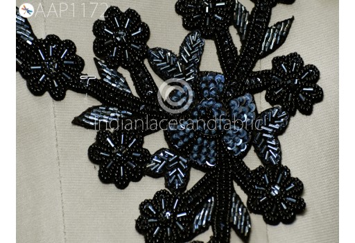 2 Piece Beaded Appliques Patch Indian Black Sewing Accessories Dresses Applique DIY Crafting Handcrafted Appliques Scrapbooking Appliques