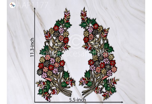 2 Pair Indian Patches Appliques Hand Embroridery Front Neckline for Wedding Dresses DIY Craftings Handcrafted Appliques Sewing Accessories