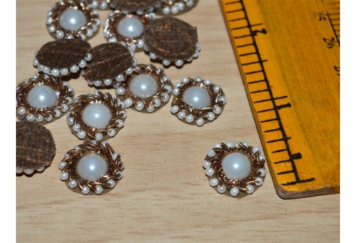 60 Tiny Indian Appliques Rhinestone Appliques decorative applique Beaded Appliques Headband Appliques Curtains Flower Shape Copper Applique