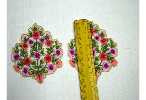 Set of 40 Pieces, Green Embroidered Sewing Patch, Floral Applique, Iron-on Indian Decorative Handmade Patch, Thread work Craft Supply Décor