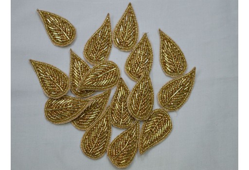 15 Pieces Indian Beaded Patches Embroidery Sew on golden Patch Decorative Patches Denim Applique Embroidery HandCrafted Appliques Crafting
