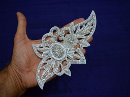 4 Piece Crafting Indian Handmade Rhinestone Silver 1 Pair Patches Dresses Patches Christmas Appliques Sewing Supply Decor Decorative Appliques