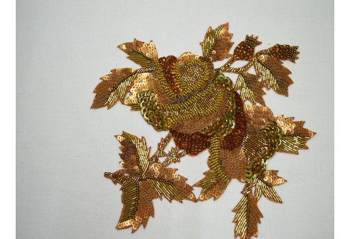 Embellishing for wedding dresses and sari beaded decorative for cushion cover hat embroidered indian sewing dresses handcrafted beaded patches 1 pieces gold appliques crafting applique