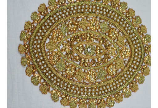 2 Pc Mandala Design Gold Sewing Clothing Acessories Handmade Thread Embroidered Applique Decorative Sewing Crafting Beautiful Patch By 1 Pieces prefect embellishing awedding dress applique