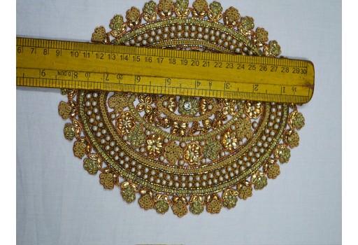 2 Pc Mandala Design Gold Sewing Clothing Acessories Handmade Thread Embroidered Applique Decorative Sewing Crafting Beautiful Patch By 1 Pieces prefect embellishing awedding dress applique