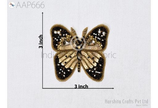6 Butterfly Beaded Patches Appliques Costumes Embellishments Indian Handmade Sequin Sewing Decorative Wedding Dress DIY Crafting Supplies