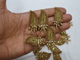 50 Sew on Patch Antique Gold Indian Beaded Patch Embroidery Decorative Denim Applique Embroidery Handcrafted Appliques Christmas Appliques