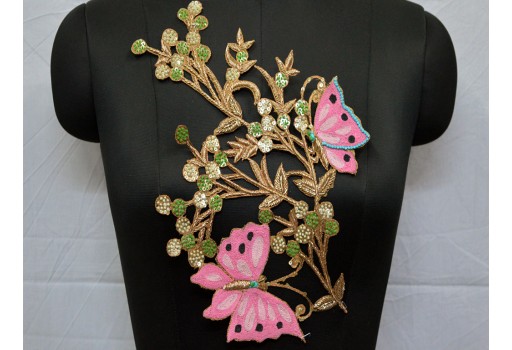 Pink embroidered chirstmas sewing dresses decorative floral thread applique scrap booking latest design appliques handmade beautiful patches for making designing sarees