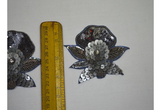 6 Pieces appliques beaded embroidery sew on denim patch decorative patches silver  applique embroidery handcrafted butterfly decorate for wedding dresses handmade 1 pair crafting supply for embroidered appliques