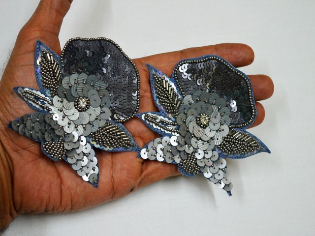 6 Pieces appliques beaded embroidery sew on denim patch decorative patches silver  applique embroidery handcrafted butterfly decorate for wedding dresses handmade 1 pair crafting supply for embroidered appliques
