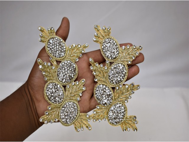 2 Pair  Dull Gold Rhinestone Patches Decorative 1 Pair Crafting Wholesale Handmade  Dresses Christmas Appliques Sewing Zircon Crystal Decor Appliques