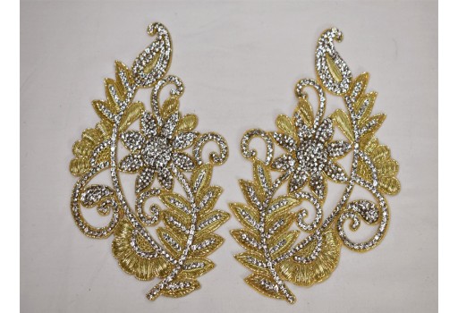 1 Pair Zircon Handmade Dull Gold Rhinestone Patches Appliques Crafting Decorative Dresses Christmas Appliques Sewing Supply Décor Appliques