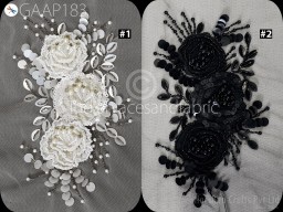 1 Piece Beaded Applique Patches Handmade Embroidered Floral Applique Women Dress Sewing Indian DIY Crafting Supply Home Wall Décor