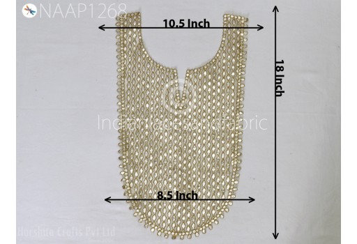2 Pc Gota Patti Gold Neck Handmade Indian Clothing Accessoies Crafting Collar Applique Costumes Patches for Wedding Dress Neckline Patch