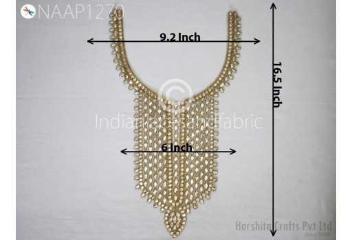 1 Pc Gota Patti Gold Neck Patches for Wedding Dress Handmade Indian Clothing Accessories Crafting Collar Applique Costumes Neckline Patch